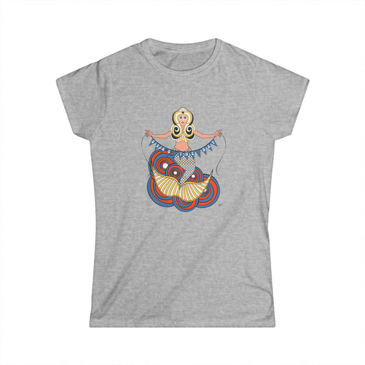 Mermaid Seas The Day in Orange - Women's Soft Style Tee