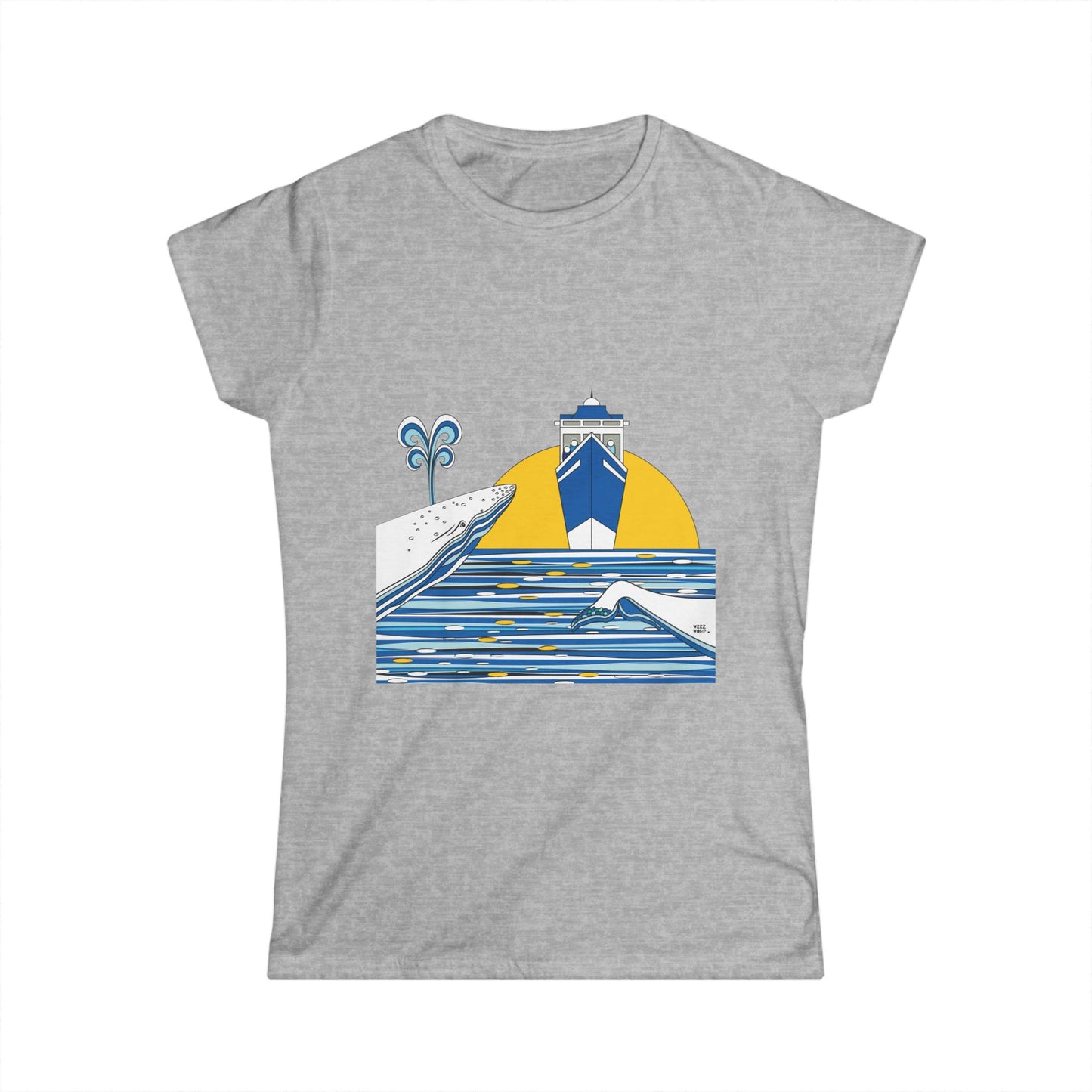 Watching Whales in Blue - Women's Soft Style Tee