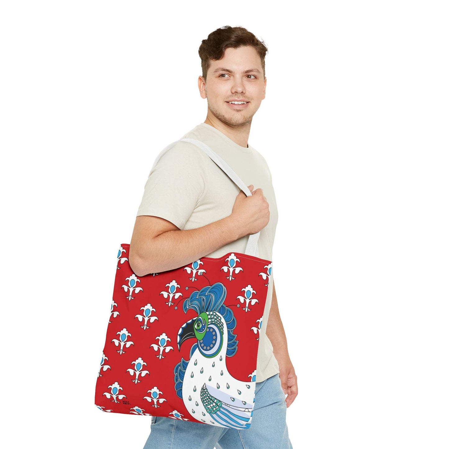 Fluer de Lis Rooster in Red - Fashion Tote & Beach Bag