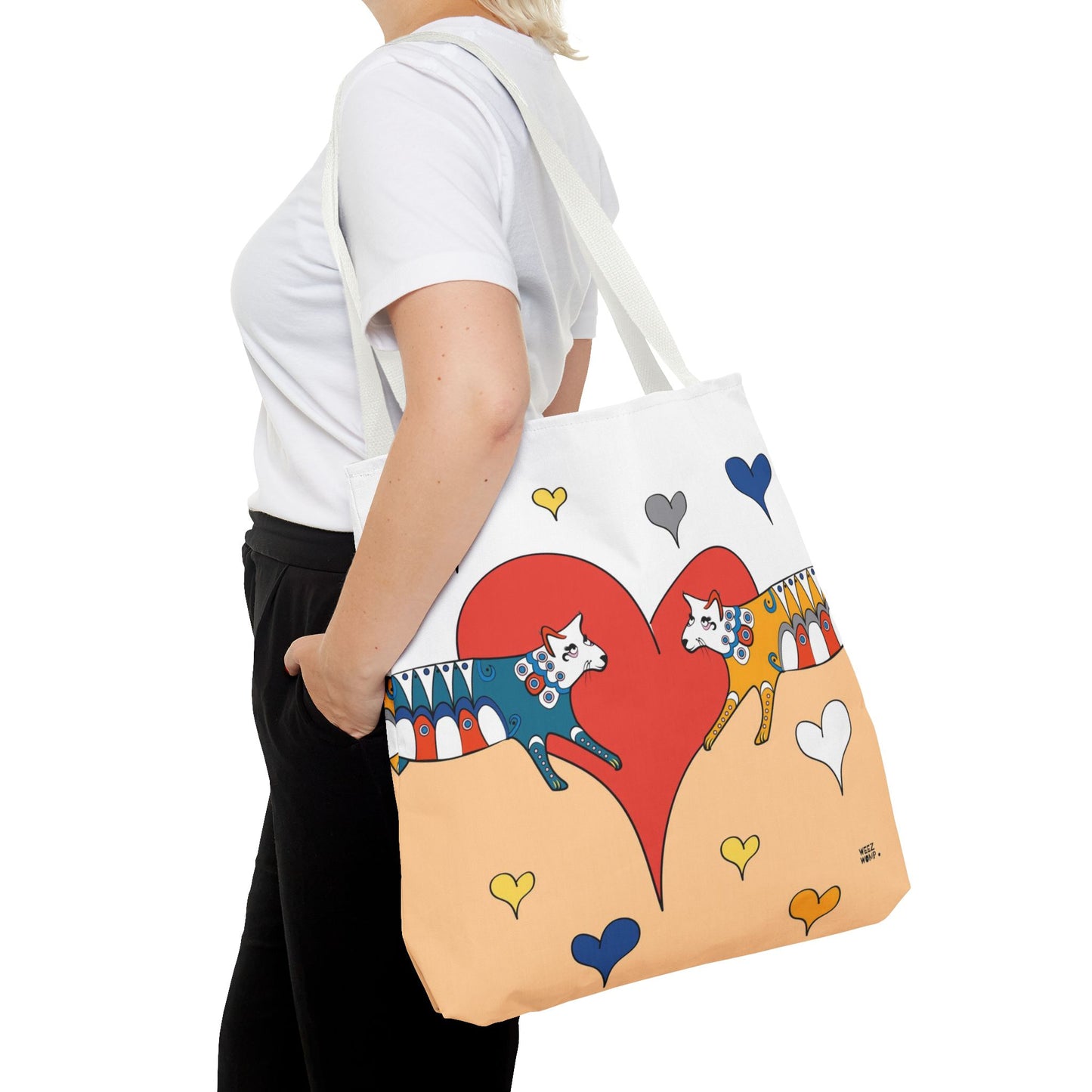 Cat Love in Orange - Fashion Tote & Beach Bag