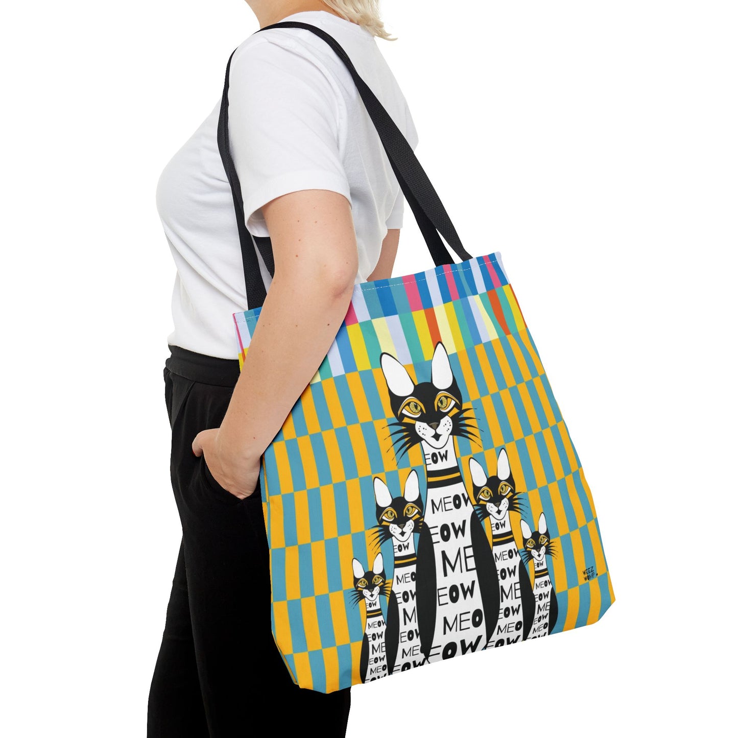 10 Pin Cat's in Blue - Fashion Tote & Beach Bag