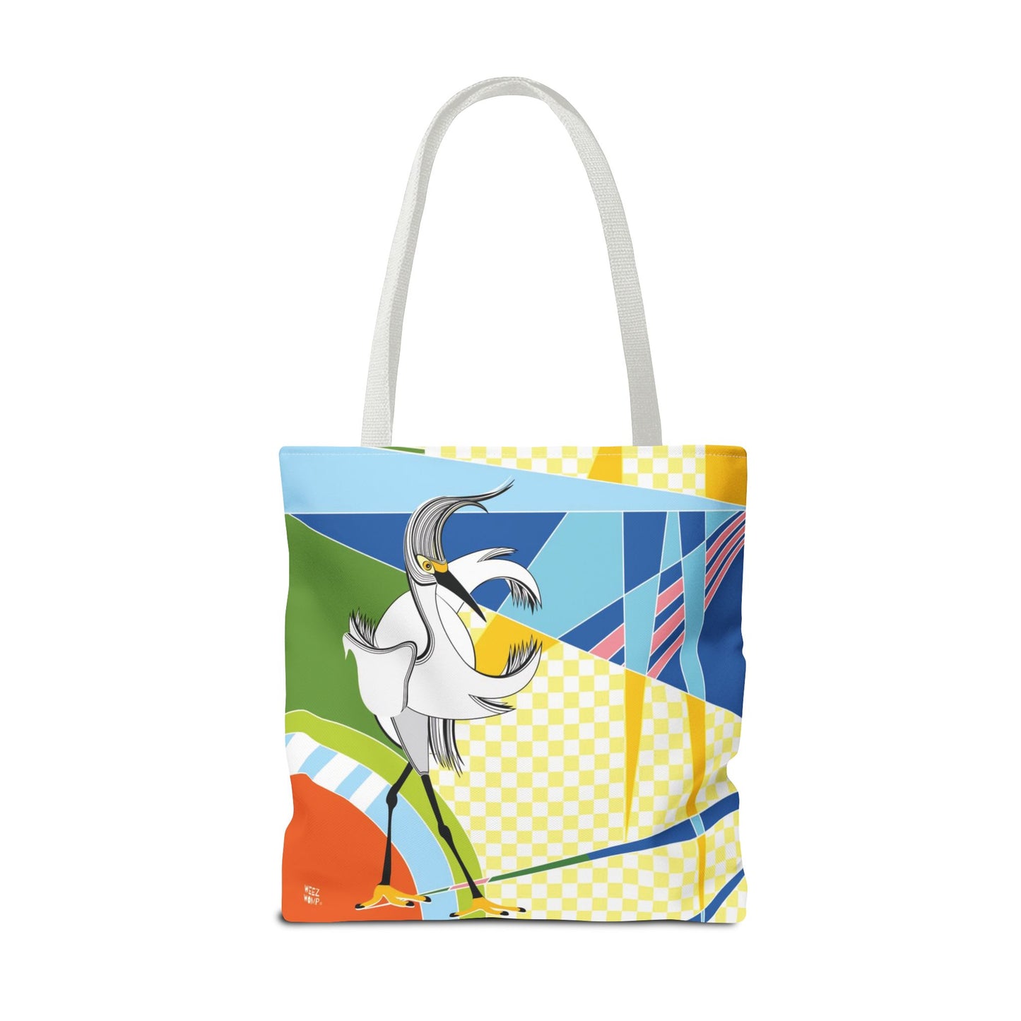 Egret Walks in Blue - Fashion Tote & Beach Bag