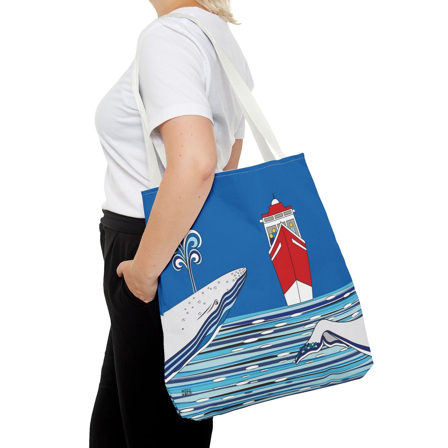 Watching Whales in Blue - Fashion Tote & Beach Bag