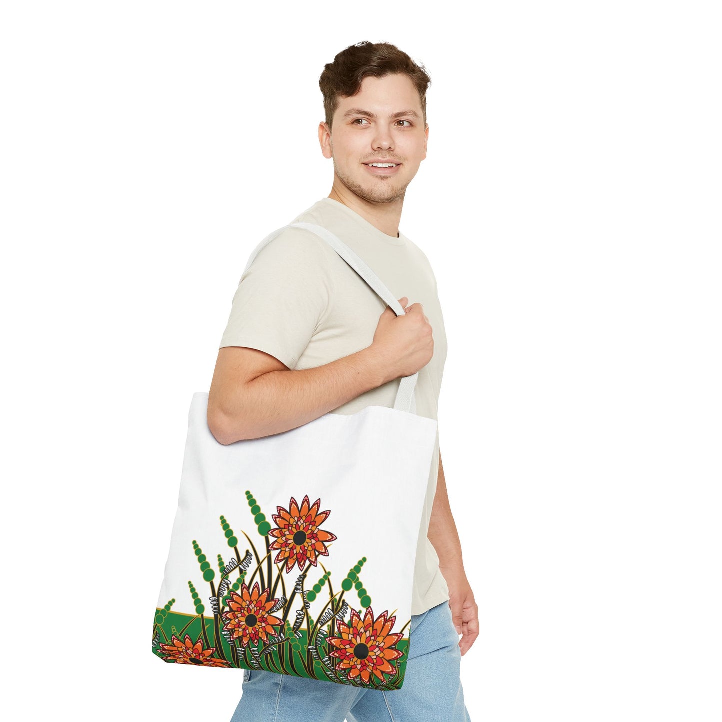 Flowers in Green - Fashion Tote & Beach Bag