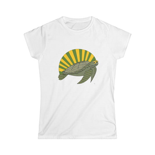 Sea Turtle in Green - Women's Softstyle Tee