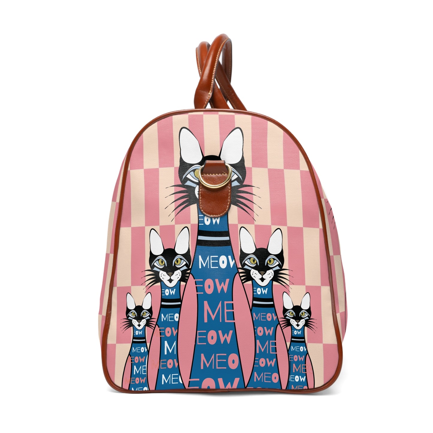 Cat's Meow Checkered Waterproof Travel Bag — 10 Pin Cats Duffel Bag