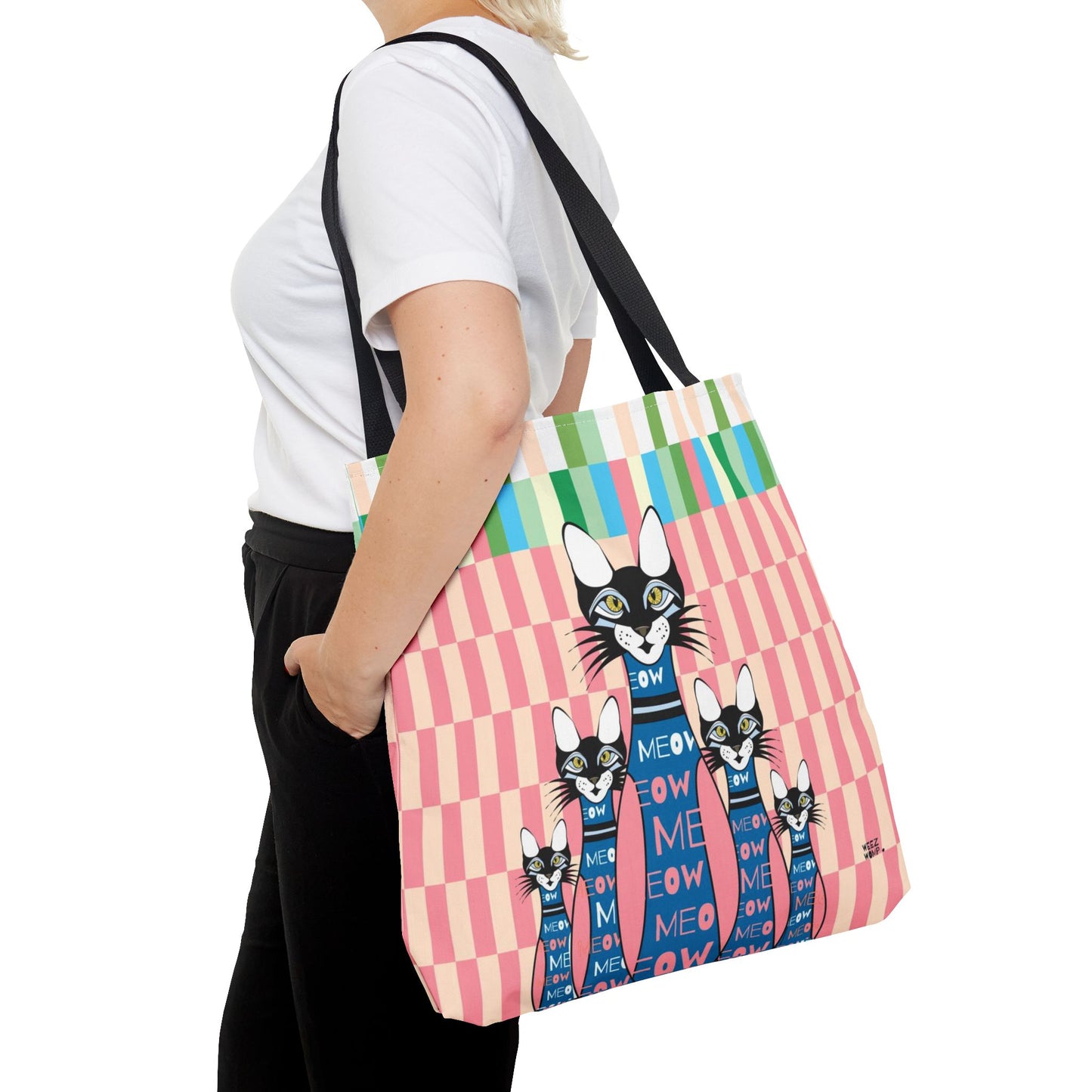 10 Pin Cat's in Pink - Fashion Tote & Beach Bag