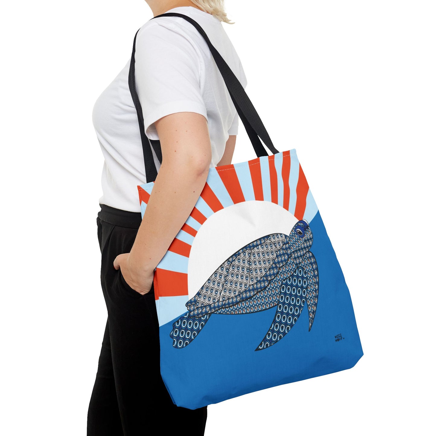 Sea Turtle in Blue Fashion Tote - Fashion Tote & Beach Bag