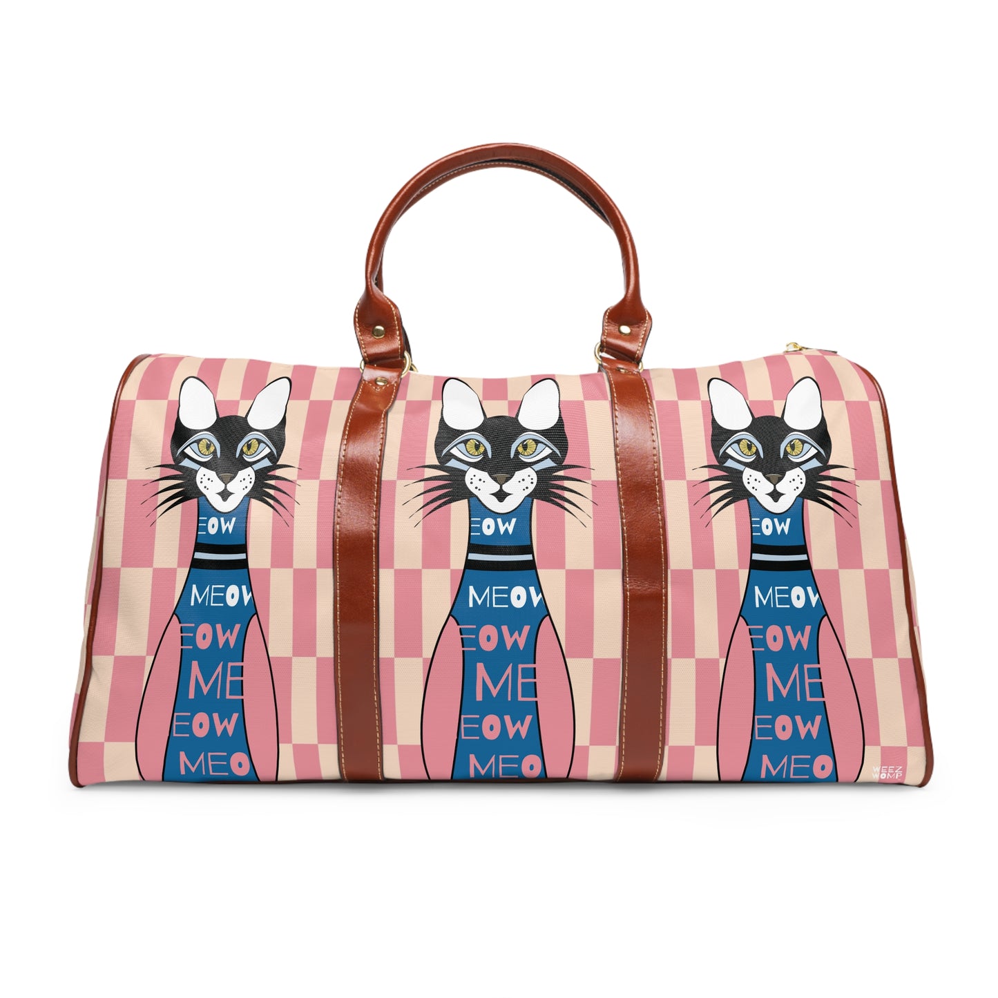 Cat's Meow Checkered Waterproof Travel Bag — 10 Pin Cats Duffel Bag