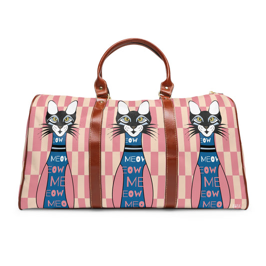 Cat's Meow Checkered Waterproof Travel Bag — 10 Pin Cats Duffel Bag