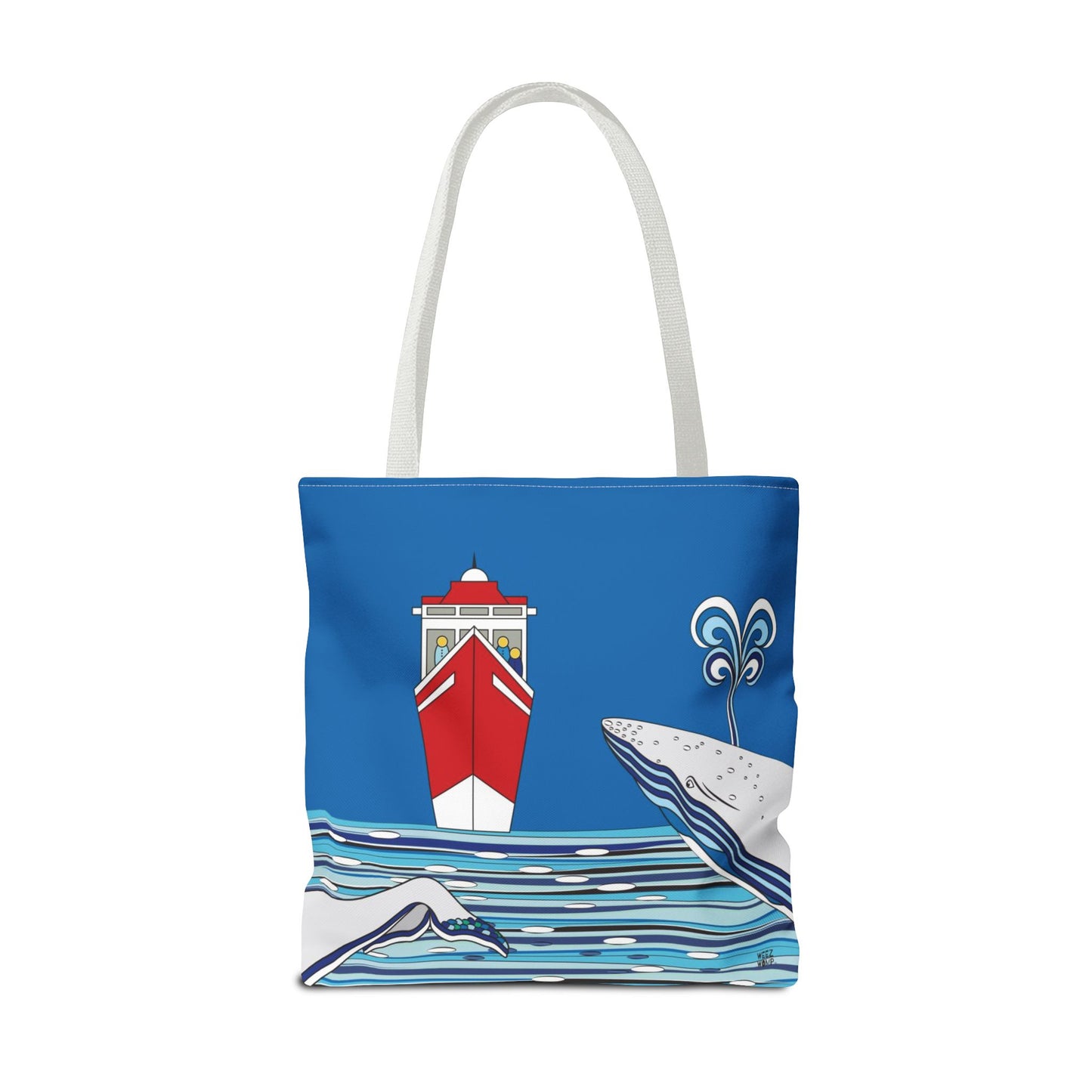 Watching Whales in Blue - Fashion Tote & Beach Bag
