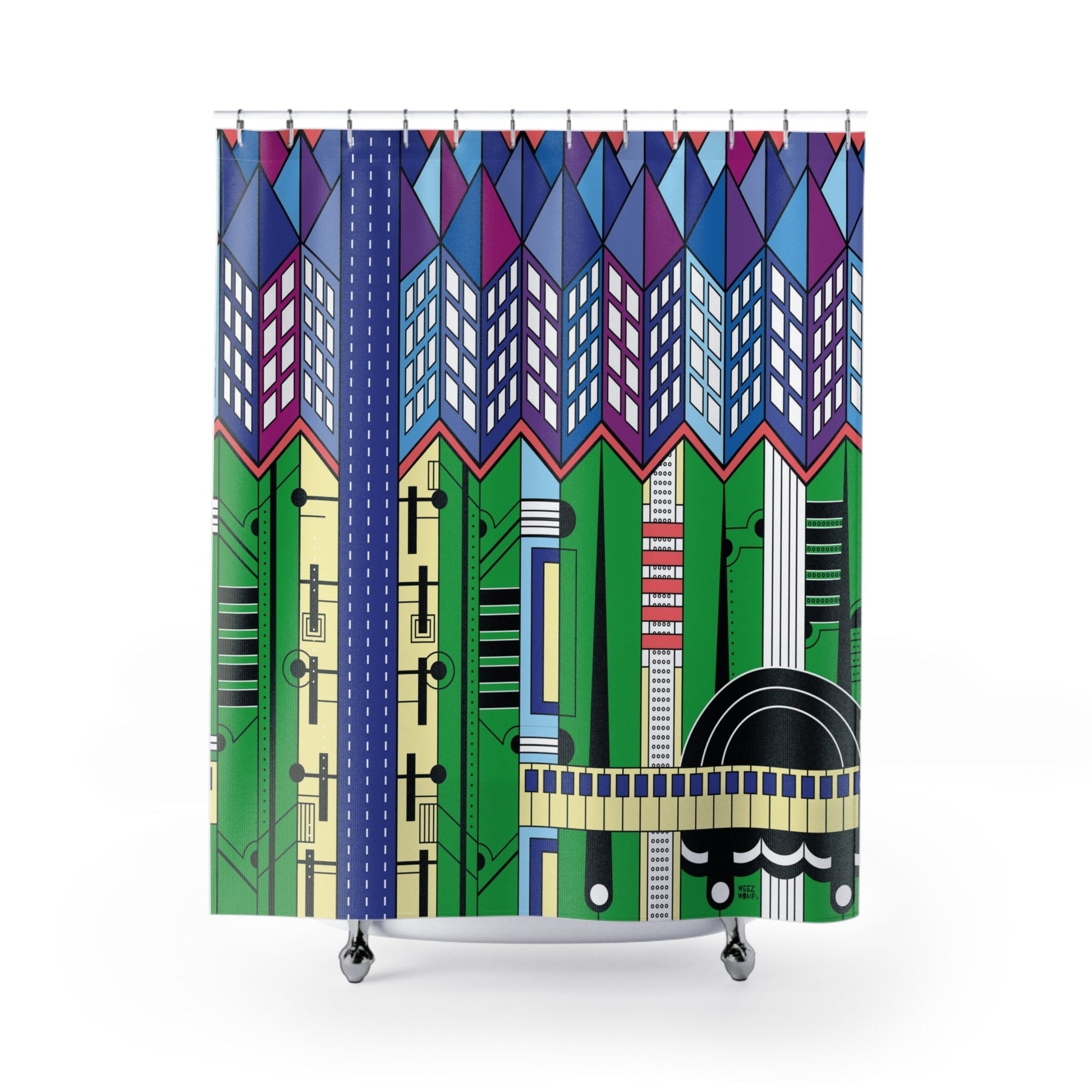 Art Deco Shower Curtain, Stylish Bath Decor, Whimsical Shower Curtains, Modern Shower Curtains, Fun Shower Curtains - WeezWomp