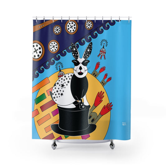 Bathroom Shower Curtain - Modern Fabric - Bunny Invasion - Shower Curtain - Size - 71 x 74 - Bathroom Decor - WeezWomp