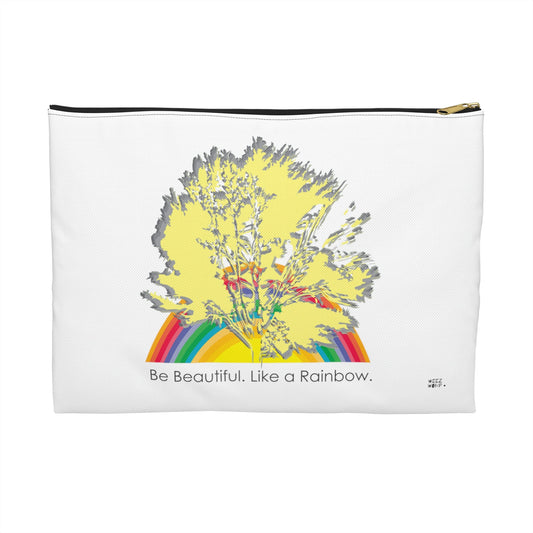 Be Beautiful Like a Rainbow Travel Pouch Organizer Cosmetic Bag in White / Cosmetic Bags / Makeup Bags / Toiletry Bag / Waterproof Beauty Bag - WeezWomp