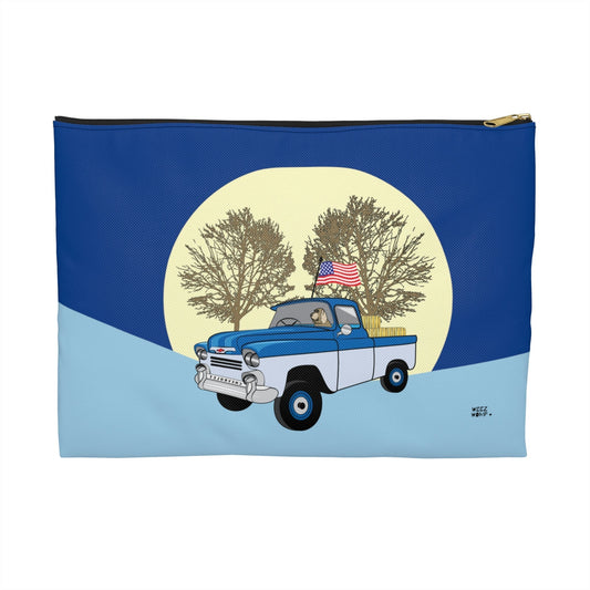 Chevy Truck Travel Pouch Organizer Cosmetic Bag in Dark Blue / Cosmetic Bags / Makeup Bags / Toiletry Bag / Waterproof Beauty Bag - WeezWomp