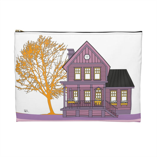 Farm House in Purple Makeup Pouch Organizer Cosmetic Bag Accessory Travel Pouch / Cosmetic Bags / Makeup Bags / Toiletry Bag / Waterproof Beauty Bag - WeezWomp