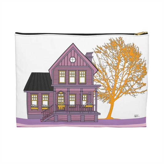 Farm House in Purple Makeup Pouch Organizer Cosmetic Bag Accessory Travel Pouch / Cosmetic Bags / Makeup Bags / Toiletry Bag / Waterproof Beauty Bag - WeezWomp