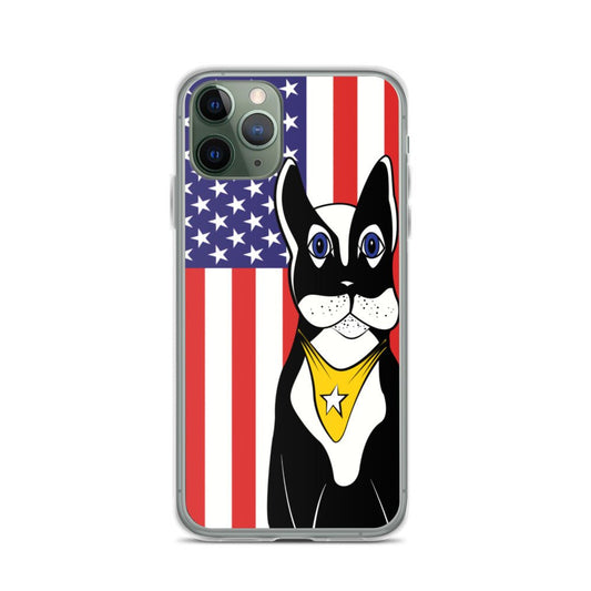 Fashion iPhone Case - American Flag & Dog - iPhone 11, 11 Pro, 11 Pro Max, 12, 12 Mini, 12 Pro, 12 Pro Max, 7plus/8plus 7/8, XS Max, XR - WeezWomp