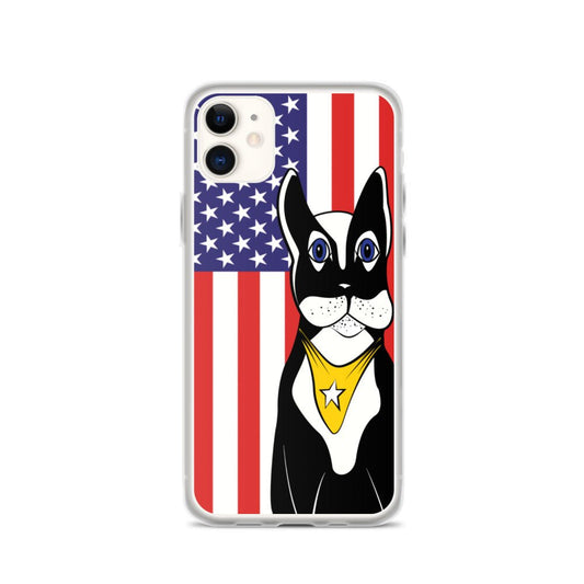 Fashion iPhone Case - American Flag & Dog - iPhone 11, 11 Pro, 11 Pro Max, 12, 12 Mini, 12 Pro, 12 Pro Max, 7plus/8plus 7/8, XS Max, XR - WeezWomp