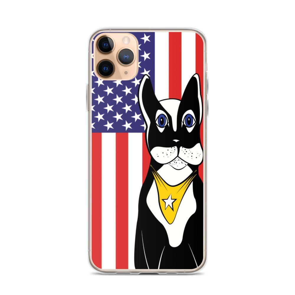 Fashion iPhone Case - American Flag & Dog - iPhone 11, 11 Pro, 11 Pro Max, 12, 12 Mini, 12 Pro, 12 Pro Max, 7plus/8plus 7/8, XS Max, XR - WeezWomp
