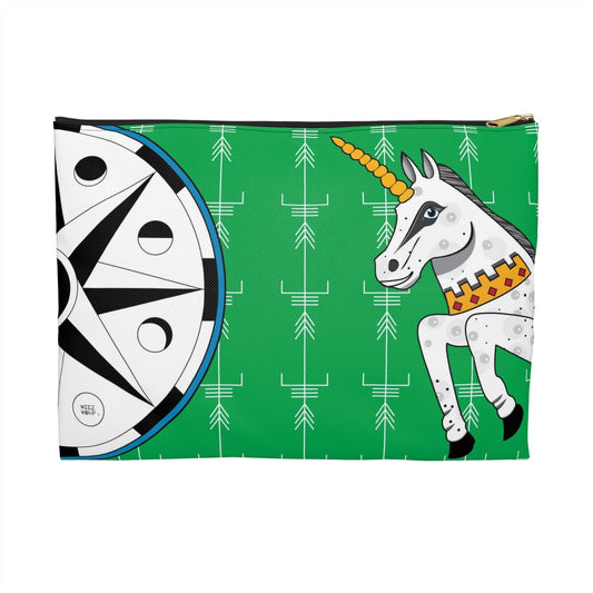 Green Unicorn Makeup Pouch Organizer Cosmetic Bag Accessory Travel Pouch / Cosmetic Bags / Makeup Bags / Toiletry Bag / Waterproof Beauty Bag - WeezWomp