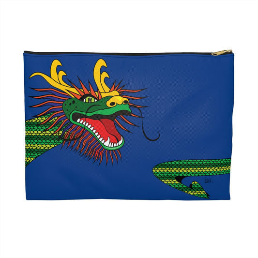Lucky Dragon on Blue Makeup Pouch Organizer Cosmetic Bag Accessory Travel Pouch / Cosmetic Bags / Makeup Bags / Toiletry Bag / Waterproof Be - WeezWomp