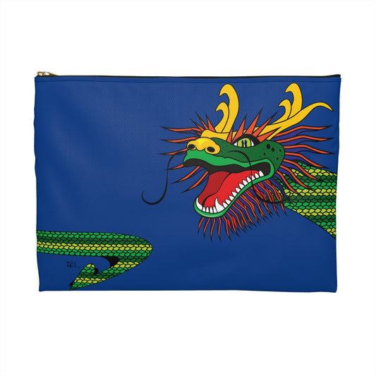 Lucky Dragon on Blue Makeup Pouch Organizer Cosmetic Bag Accessory Travel Pouch / Cosmetic Bags / Makeup Bags / Toiletry Bag / Waterproof Be - WeezWomp