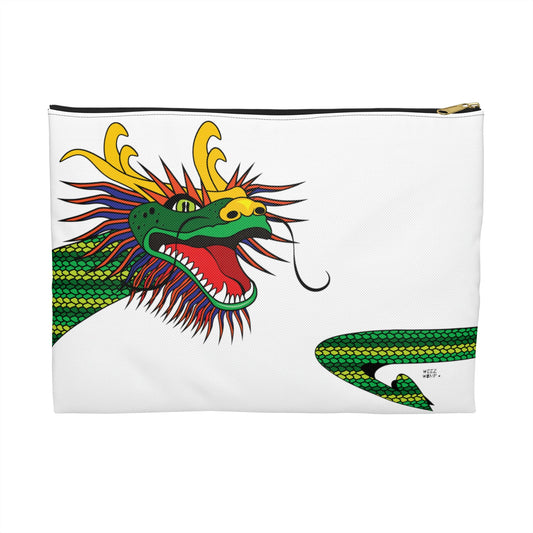 Lucky Dragon on White Makeup Pouch Organizer Cosmetic Bag Accessory Travel Pouch / Cosmetic Bags / Makeup Bags / Toiletry Bag / Waterproof Be - WeezWomp