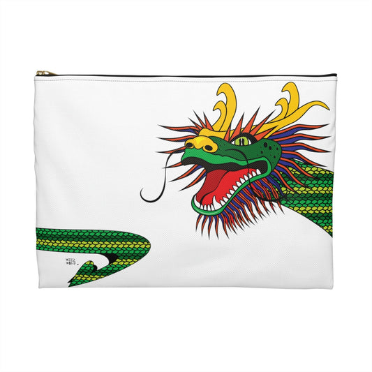 Lucky Dragon on White Makeup Pouch Organizer Cosmetic Bag Accessory Travel Pouch / Cosmetic Bags / Makeup Bags / Toiletry Bag / Waterproof Be - WeezWomp