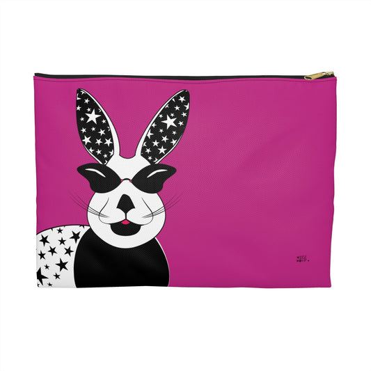 Lucky Rabbit on Fuschia Makeup Pouch Organizer Cosmetic Bag Accessory Travel Pouch / Cosmetic Bags / Makeup Bags / Toiletry Bag / Waterproof Be - WeezWomp