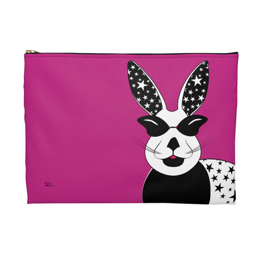 Lucky Rabbit on Fuschia Makeup Pouch Organizer Cosmetic Bag Accessory Travel Pouch / Cosmetic Bags / Makeup Bags / Toiletry Bag / Waterproof Be - WeezWomp