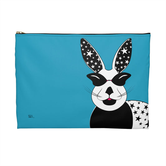 Lucky Rabbit on Turquoise Makeup Pouch Organizer Cosmetic Bag Accessory Travel Pouch / Cosmetic Bags / Makeup Bags / Toiletry Bag / Waterproof Be - WeezWomp