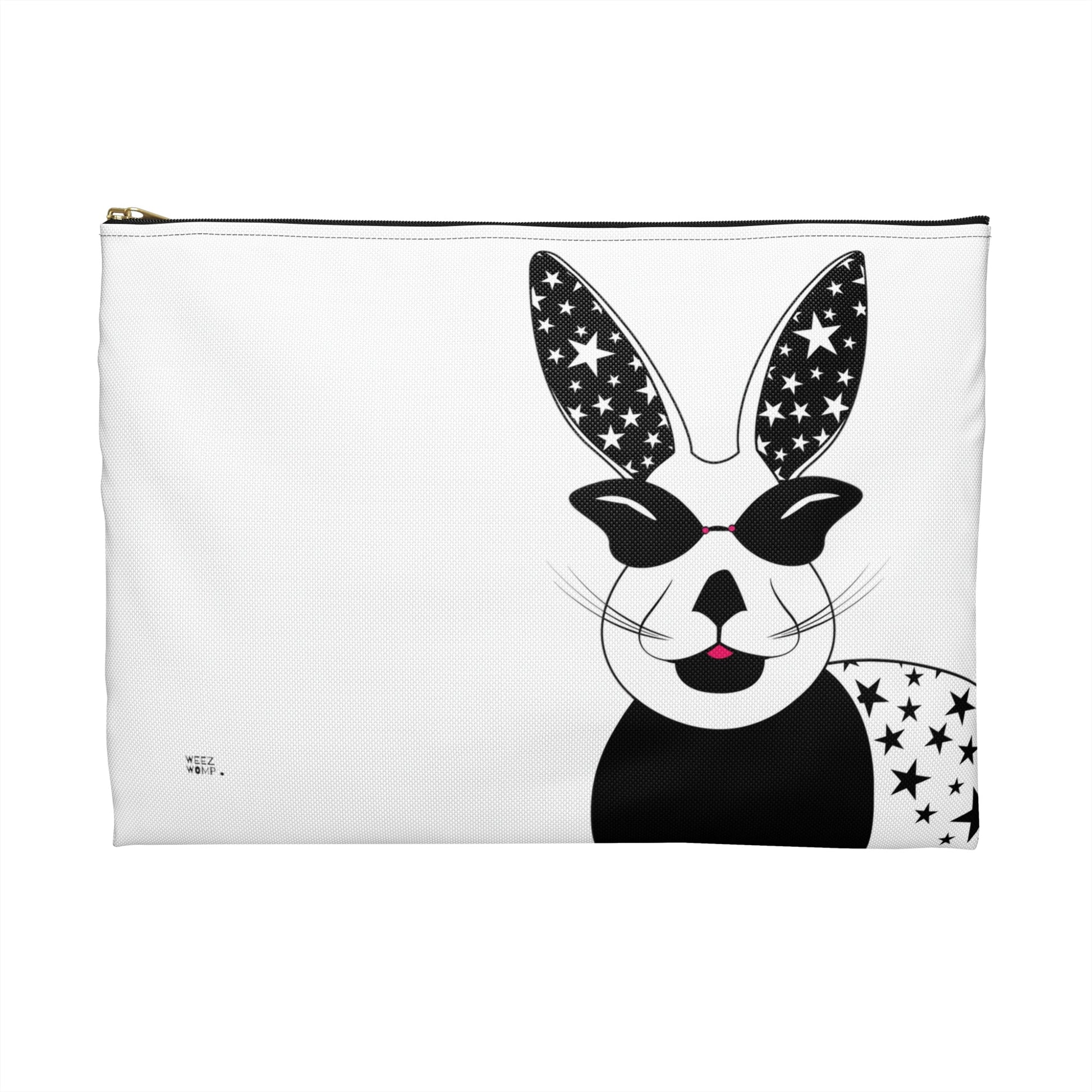 Lucky Rabbit on White Makeup Pouch Organizer Cosmetic Bag Accessory Travel Pouch / Cosmetic Bags / Makeup Bags / Toiletry Bag / Waterproof Be - WeezWomp