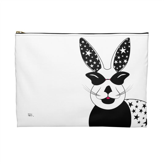 Lucky Rabbit on White Makeup Pouch Organizer Cosmetic Bag Accessory Travel Pouch / Cosmetic Bags / Makeup Bags / Toiletry Bag / Waterproof Be - WeezWomp