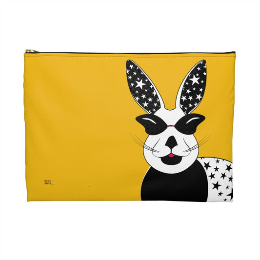 Lucky Rabbit on Yellow Makeup Pouch Organizer Cosmetic Bag Accessory Travel Pouch / Cosmetic Bags / Makeup Bags / Toiletry Bag / Waterproof Be - WeezWomp