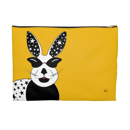 Lucky Rabbit on Yellow Makeup Pouch Organizer Cosmetic Bag Accessory Travel Pouch / Cosmetic Bags / Makeup Bags / Toiletry Bag / Waterproof Be - WeezWomp