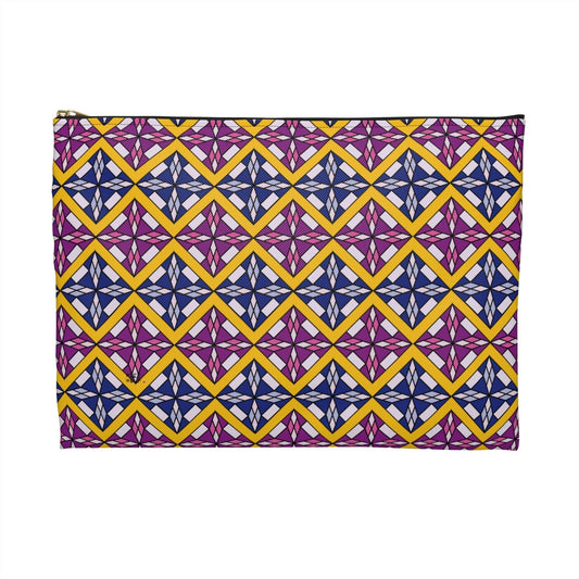 Makeup Pouch 8 x 11 Organizer Cosmetic Bag with Purple Quilt Pattern / Cosmetic Bags / Makeup Bags / Toiletry Bag / Waterproof Beauty Bag - WeezWomp