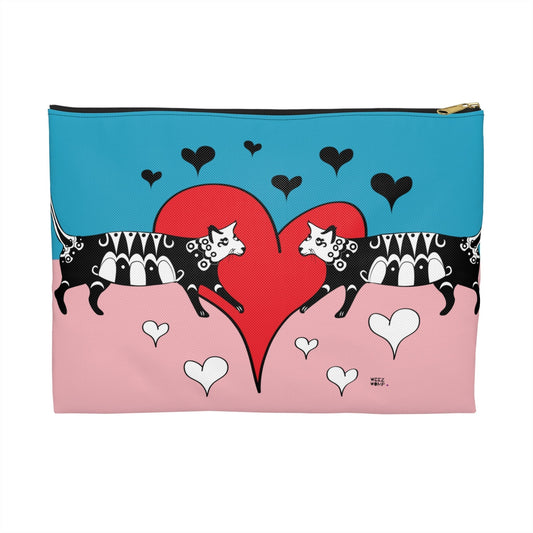 Makeup Pouch 8 x 11Organizer Cosmetic Bag Accessory Travel Pouch in Pink and Black / Cosmetic Bags / Makeup Bags / Toiletry Bag / Waterproof Beauty Bag - WeezWomp