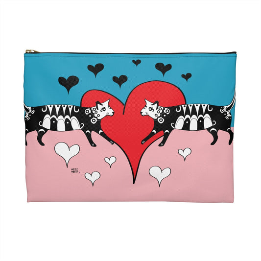 Makeup Pouch 8 x 11Organizer Cosmetic Bag Accessory Travel Pouch in Pink and Black / Cosmetic Bags / Makeup Bags / Toiletry Bag / Waterproof Beauty Bag - WeezWomp