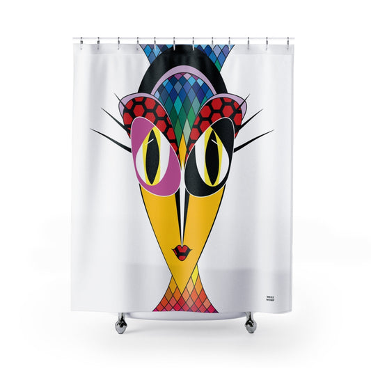 Modern Art Shower Curtain. Retro Cat Art, Modern Fabric, Unique Shower Curtains, Home Decor, Fun Shower Curtains, Modern Shower Curtains, Retro Bath Decor - WeezWomp