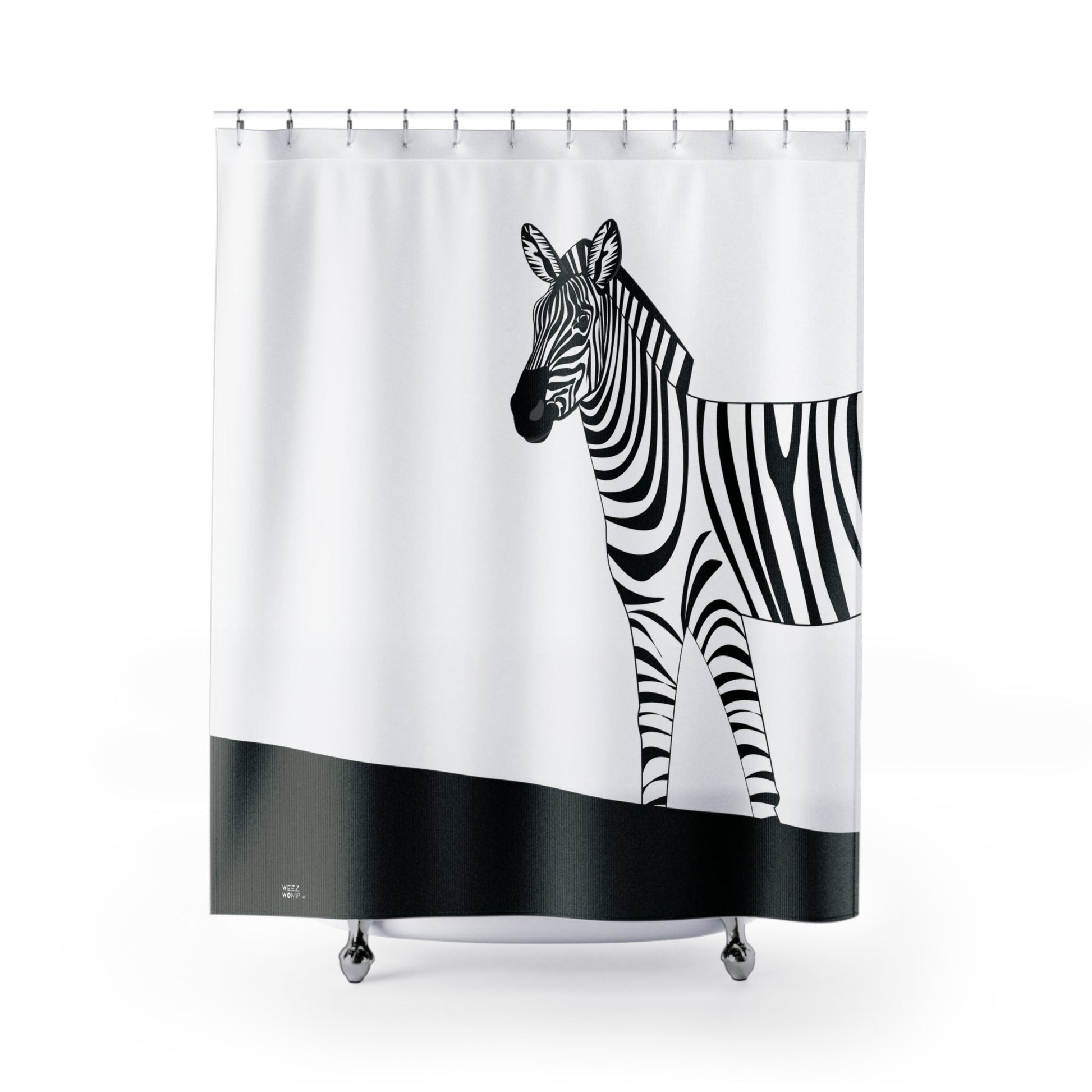 Modern Art Shower Curtain. Retro Zebra Art, Modern Fabric, Unique Shower Curtains, Home Decor, Fun Shower Curtains, Modern Shower Curtains, Retro Bath Decor - WeezWomp
