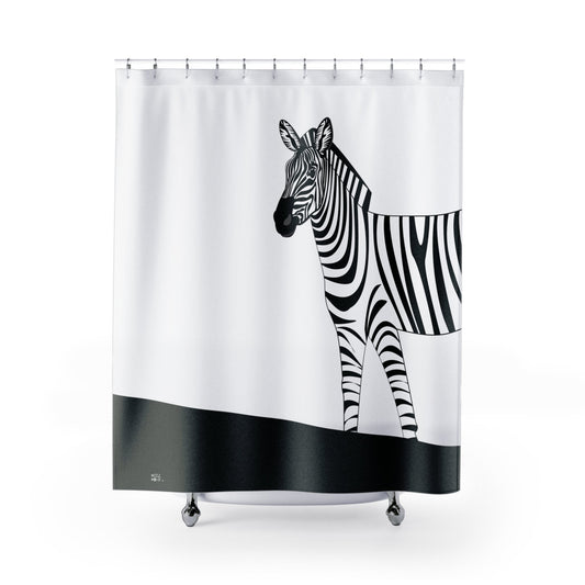 Modern Art Shower Curtain. Retro Zebra Art, Modern Fabric, Unique Shower Curtains, Home Decor, Fun Shower Curtains, Modern Shower Curtains, Retro Bath Decor - WeezWomp