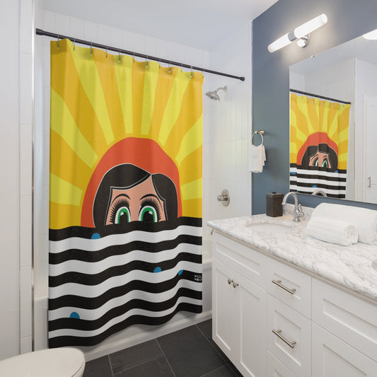 Modern Shower Curtain. Retro Cartoon Art, Modern Fabric, Unique Shower Curtains, Home Decor, Fun Shower Curtains, Modern Anime Shower Curtains, Retro Bath Decor - WeezWomp