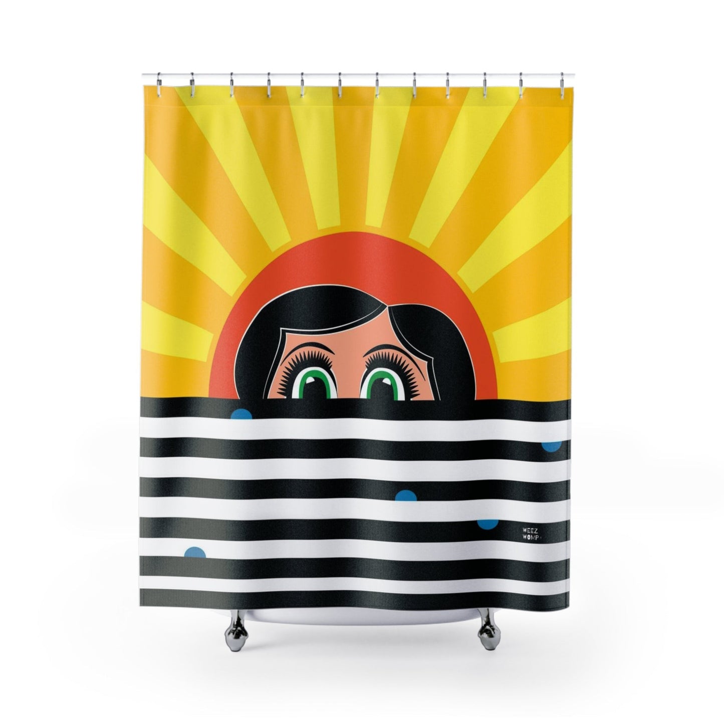 Modern Shower Curtain. Retro Cartoon Art, Modern Fabric, Unique Shower Curtains, Home Decor, Fun Shower Curtains, Modern Anime Shower Curtains, Retro Bath Decor - WeezWomp
