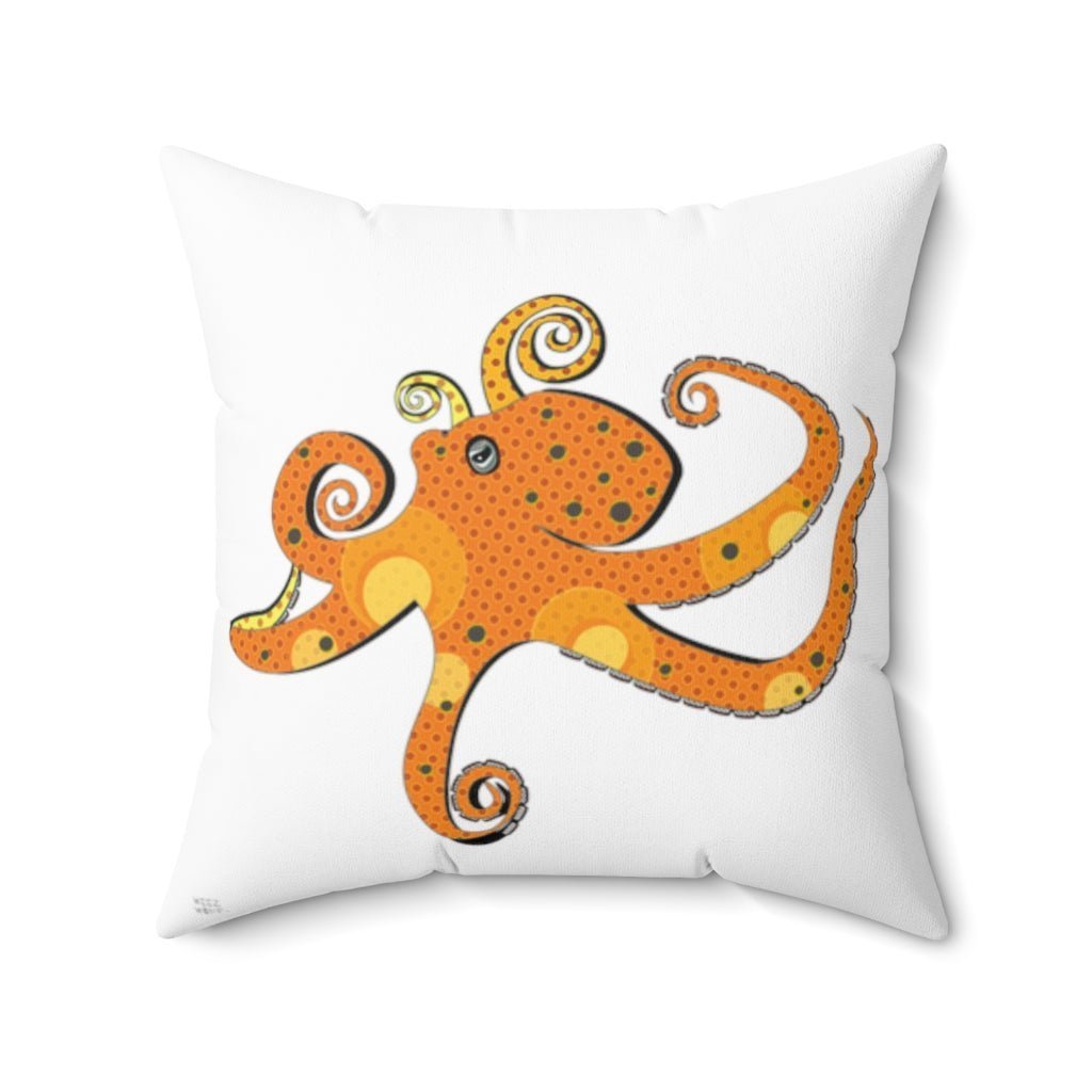 Octopus Pillow, Nautical Pillow, Sea Creature Pillows, Ocean Theme Decor, Accent Square Pillow Active - WeezWomp