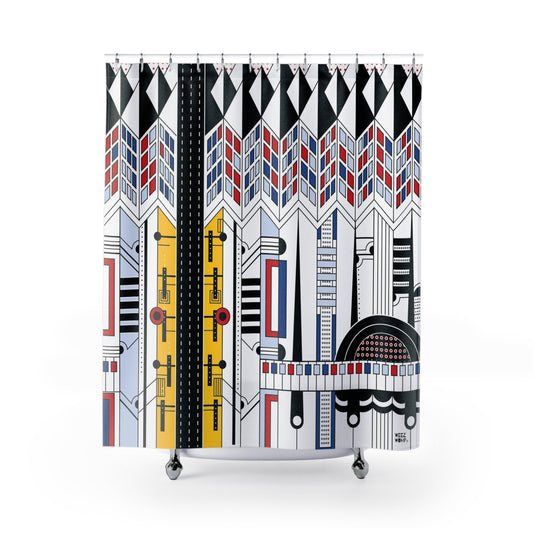Pop Art Deco Shower Curtain, Stylish Bath Decor, Whimsical Shower Curtains, Modern Shower Curtains, Fun Shower Curtains - WeezWomp