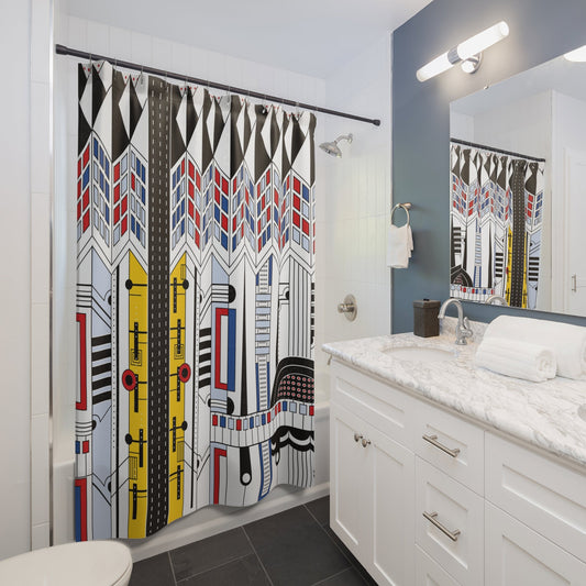 Pop Art Deco Shower Curtain, Stylish Bath Decor, Whimsical Shower Curtains, Modern Shower Curtains, Fun Shower Curtains - WeezWomp