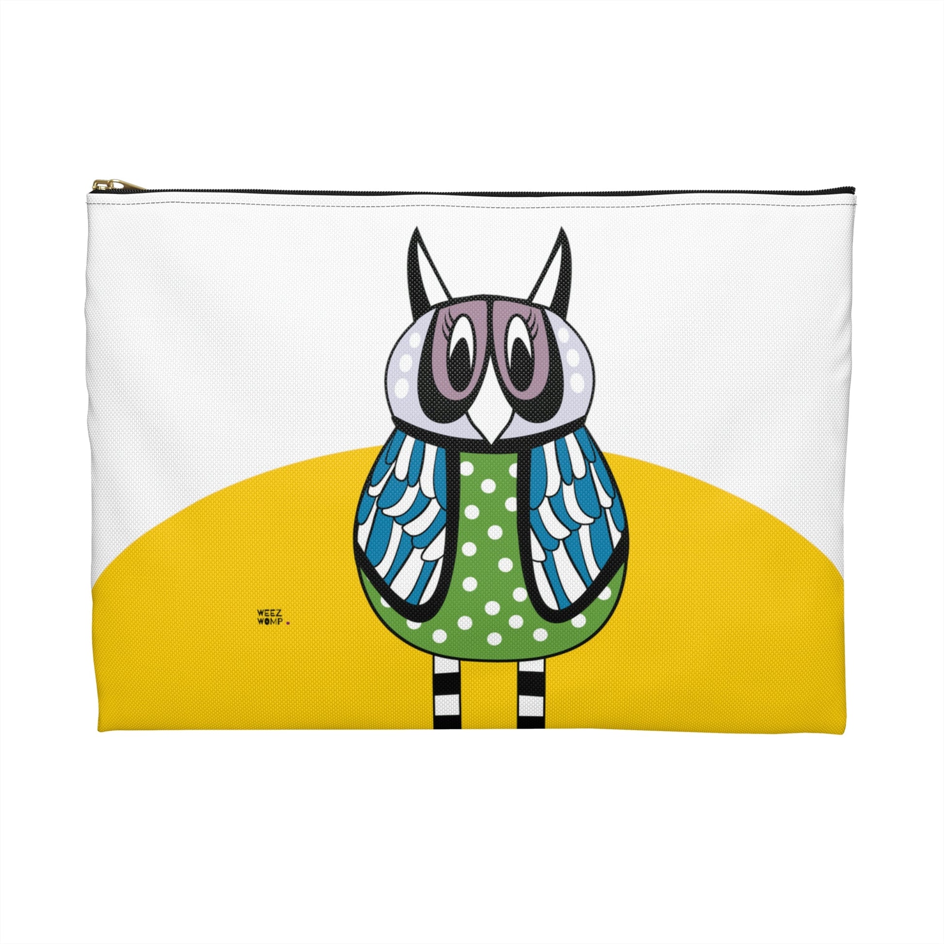 Retro Owl Travel Pouch Organizer Cosmetic Bag in Yellow & White / Cosmetic Bags / Makeup Bags / Toiletry Bag / Waterproof Beauty Bag - WeezWomp