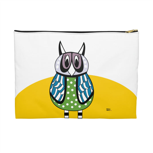 Retro Owl Travel Pouch Organizer Cosmetic Bag in Yellow & White / Cosmetic Bags / Makeup Bags / Toiletry Bag / Waterproof Beauty Bag - WeezWomp