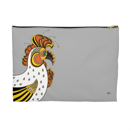 Rooster in Grey Travel Pouch Organizer Cosmetic Bag / Cosmetic Bags / Makeup Bags / Toiletry Bag / Waterproof Beauty Bag - WeezWomp